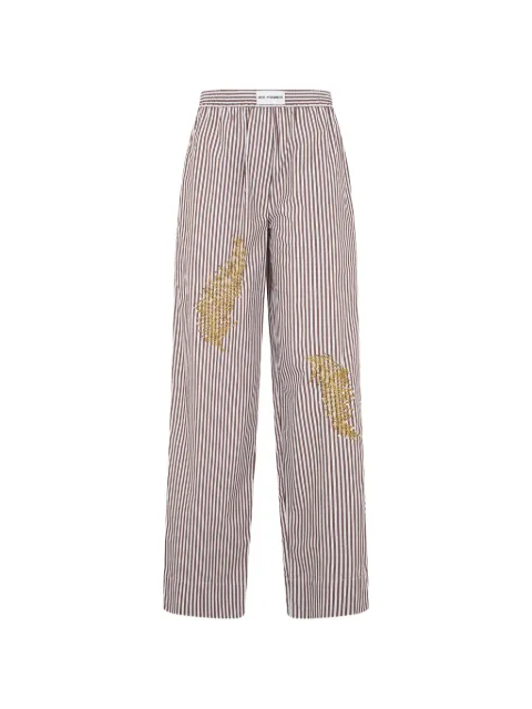 DES PHEMMES sequin-embellished striped trousers