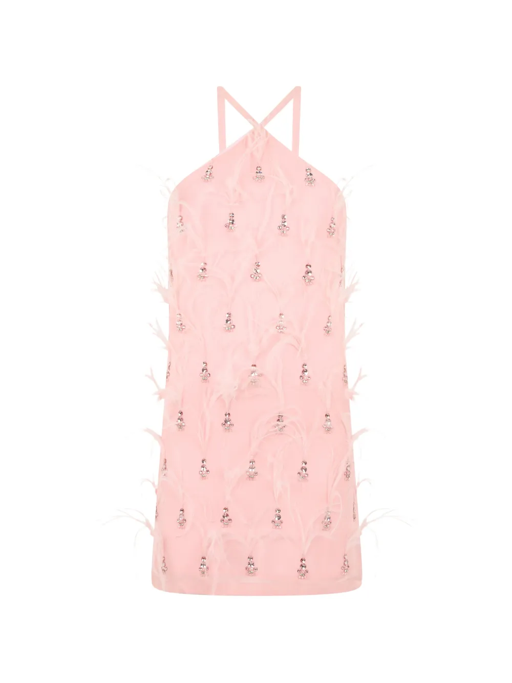 DES PHEMMES feather-detail embellished mini dress - Rosa