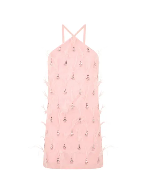 DES PHEMMES feather-detail embellished mini dress