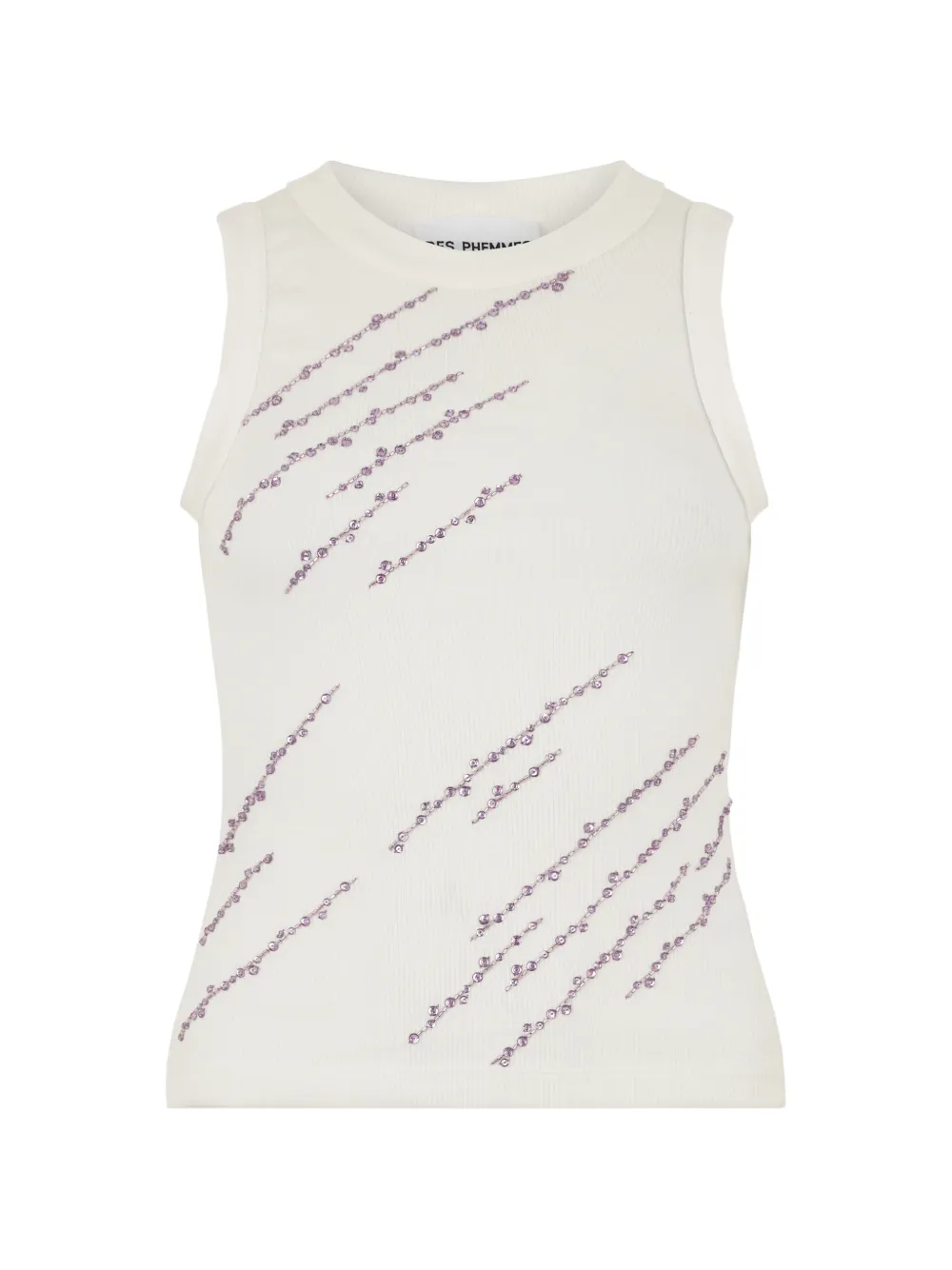 DES PHEMMES embellished ribbed tank top - Toni neutri