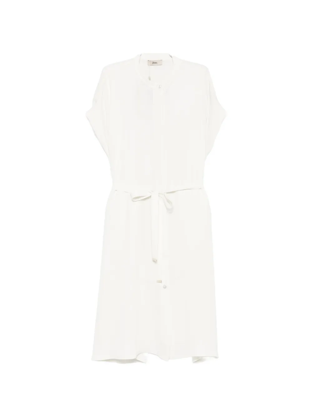 Herno band-collar short-sleeve midi dress - Bianco