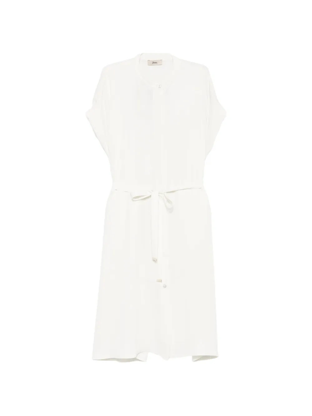 Herno band-collar short-sleeve midi dress - Weiß