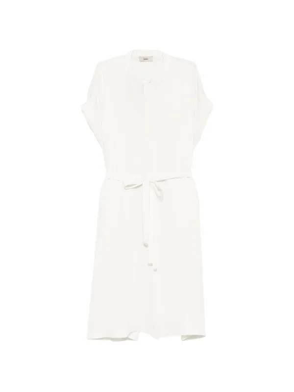 Herno Band-collar Short-sleeve Midi Dress in White