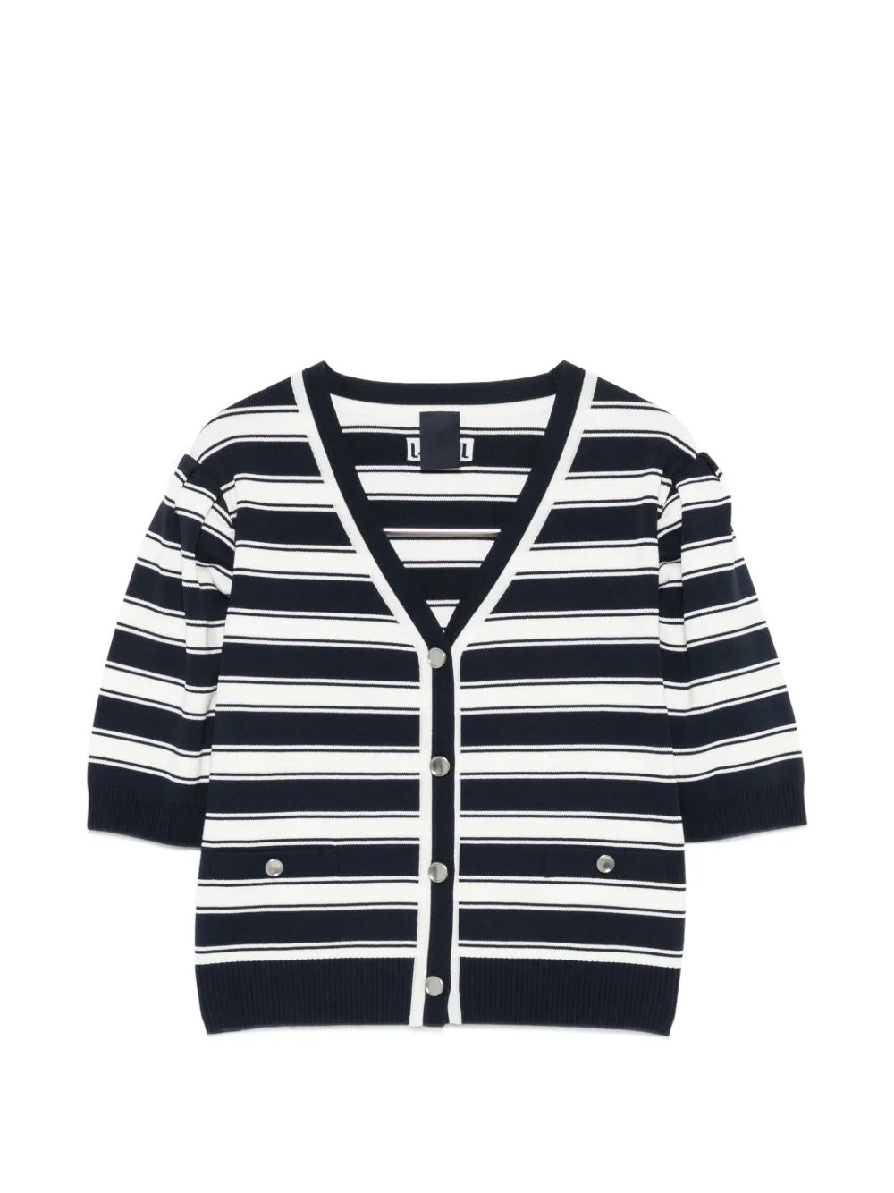 Juun.J horizontal-stripe puff-sleeve blouse - Blu
