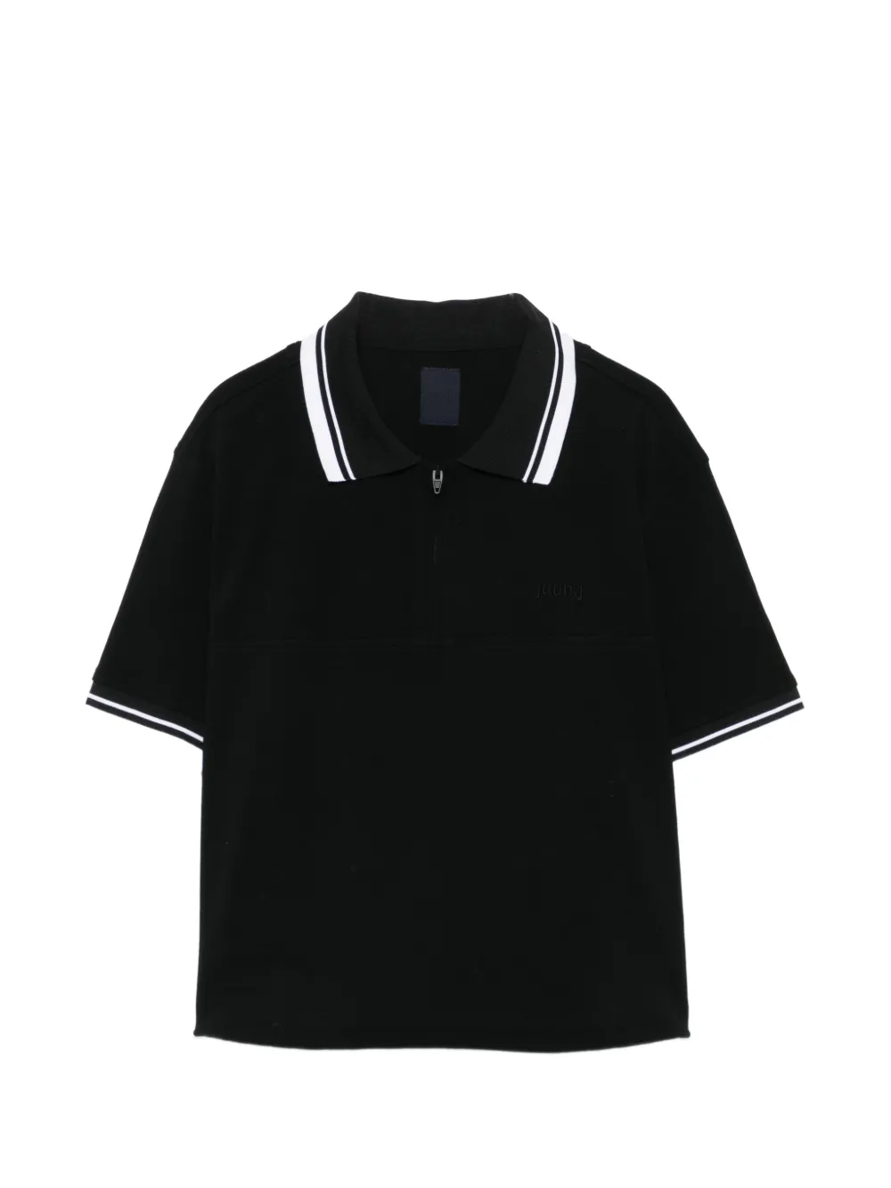Juun.J zip-fastening stipped polo shirt - Nero
