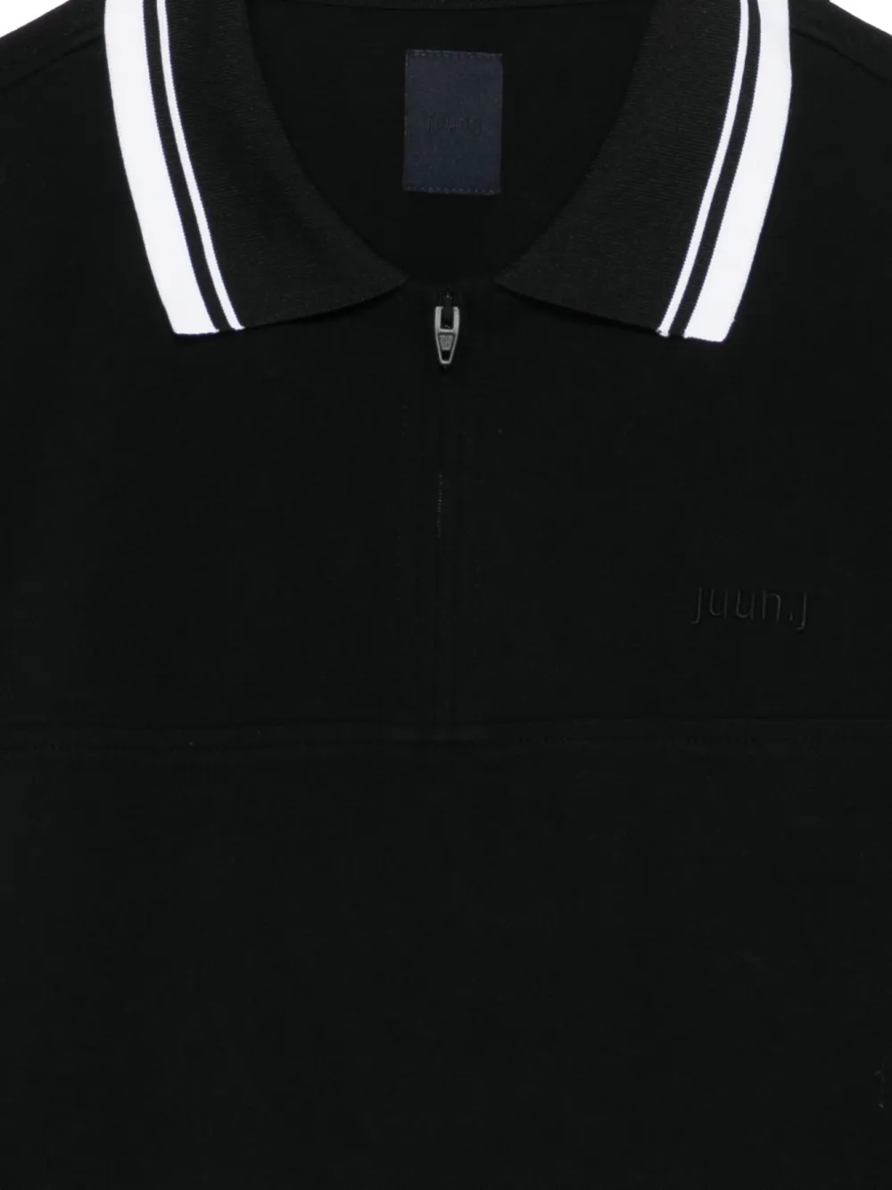 Juun.J Gestreept poloshirt met ritssluiting Zwart
