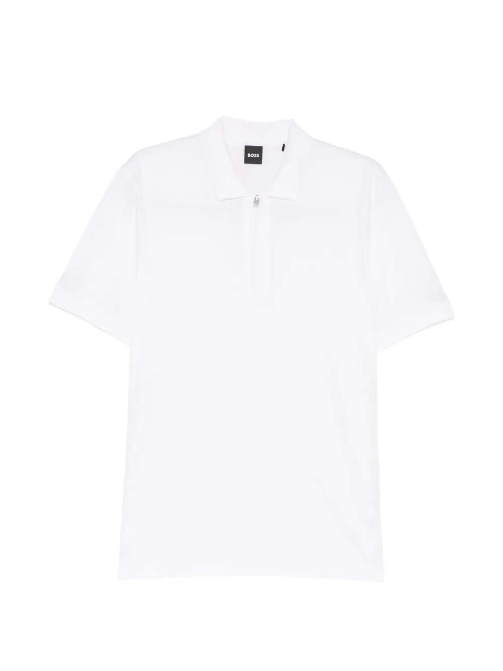 Hugo Boss Front Zip-fastening Polo Shirt In White