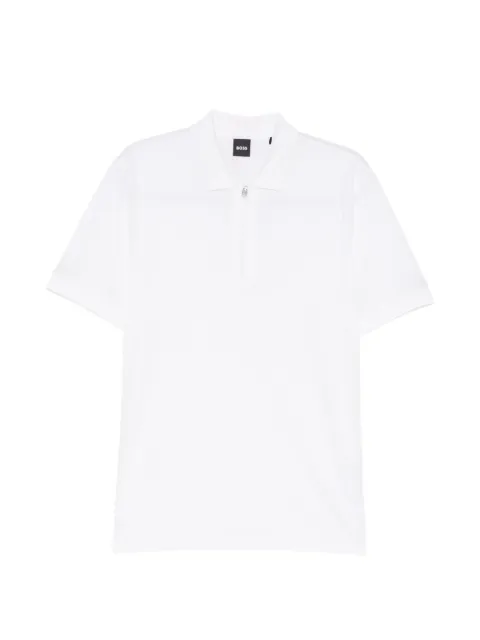 BOSS front zip-fastening polo shirt