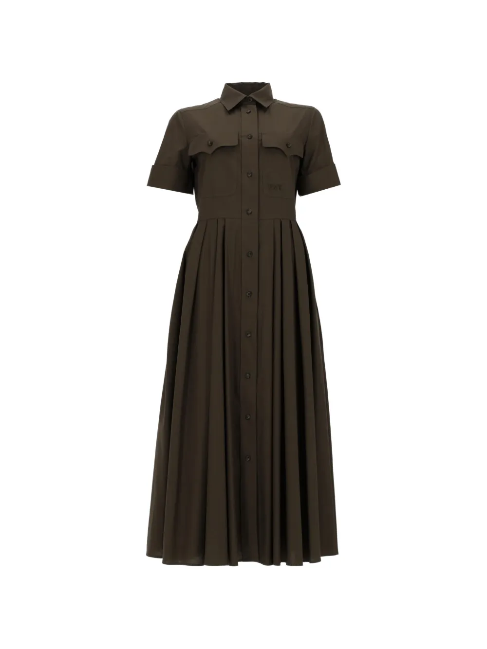 Fay pleated-design short-sleeve dress - Verde