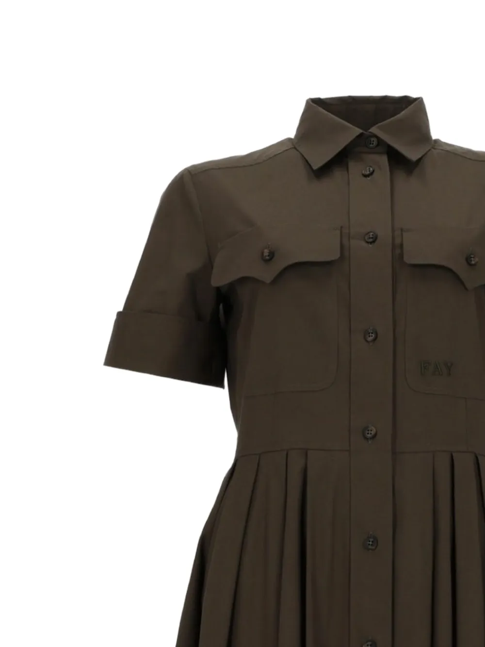 Fay Geplooide jurk met korte mouwen Groen