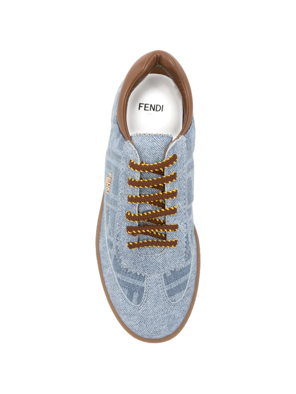 Fendi Kids Spijkerstof sneakers met FF-monogram Blauw