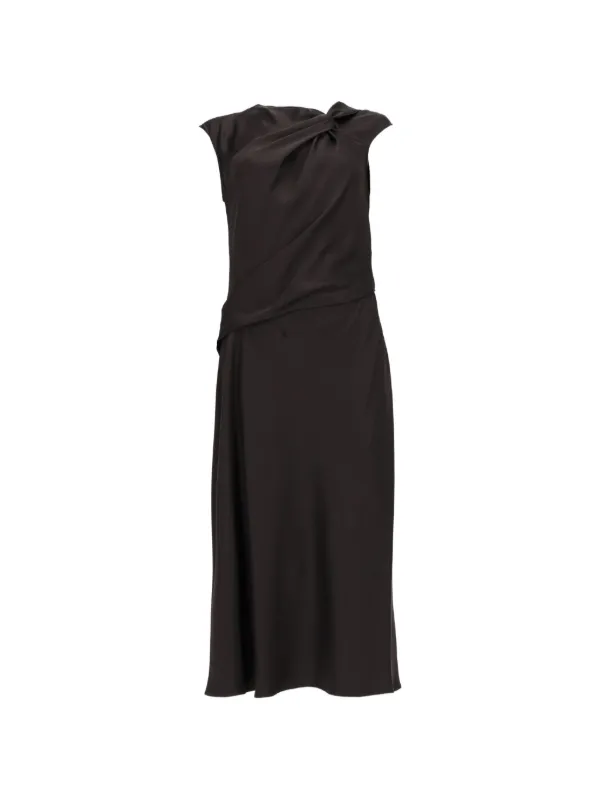Theory Twist Bodice Midi Dress in Brown