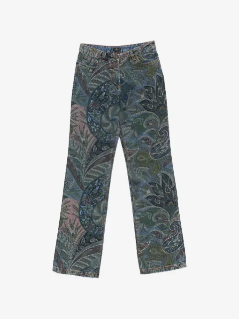 ETRO flared jeans with leafy Paisley motif