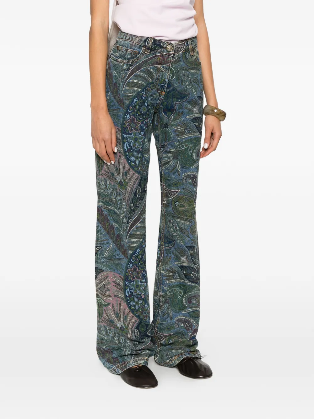 ETRO Flared jeans met paisley-patroon Blauw