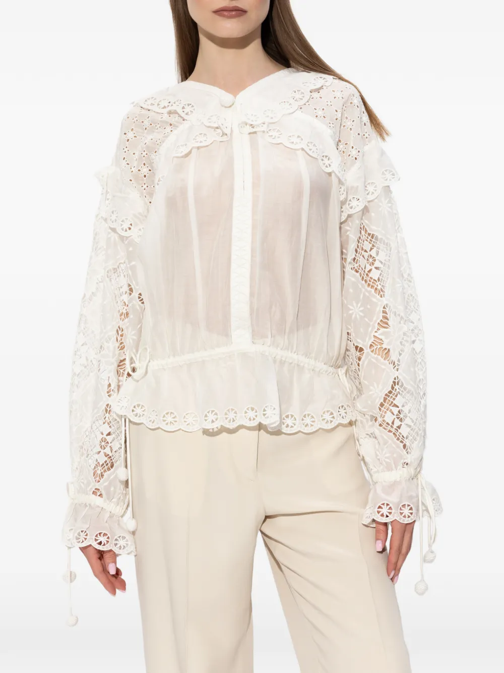 ISABEL MARANT Broderie anglaise jurk Wit