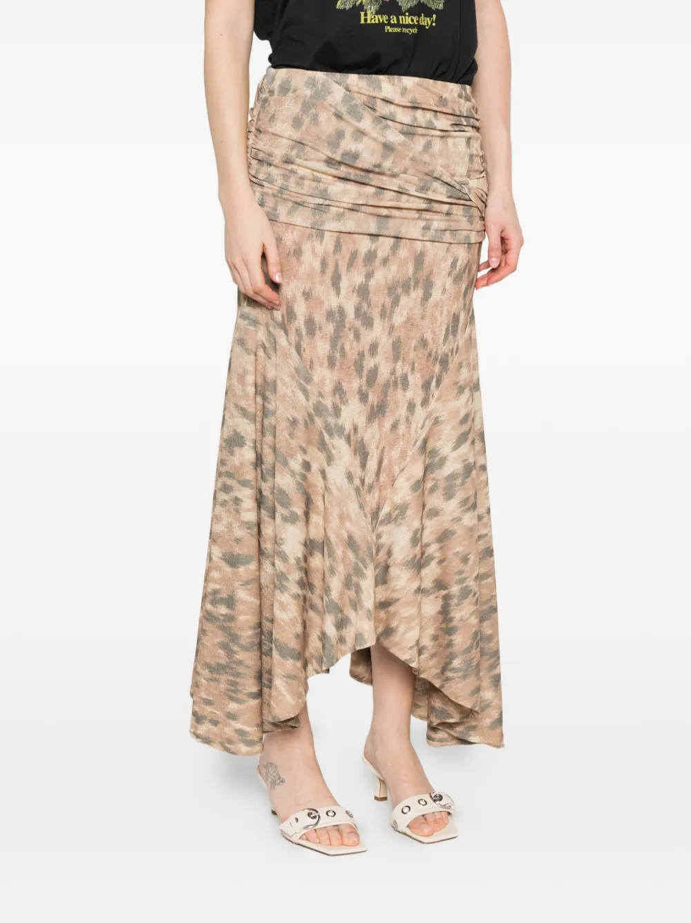 GANNI Rok met ruches Beige
