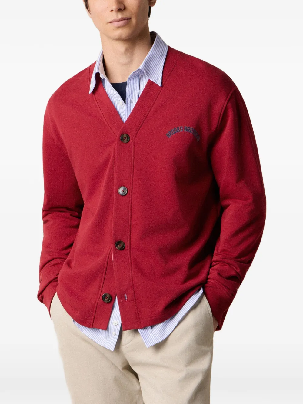 Brooks Brothers logo-print cardigan - Rosso
