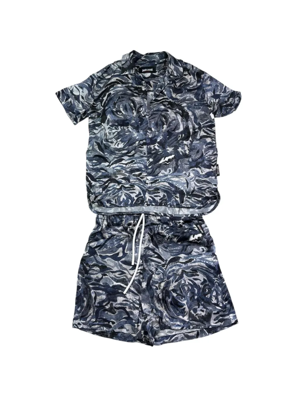 Just Cavalli Kids' Tiger-print Shirt And Shorts Set In Blue