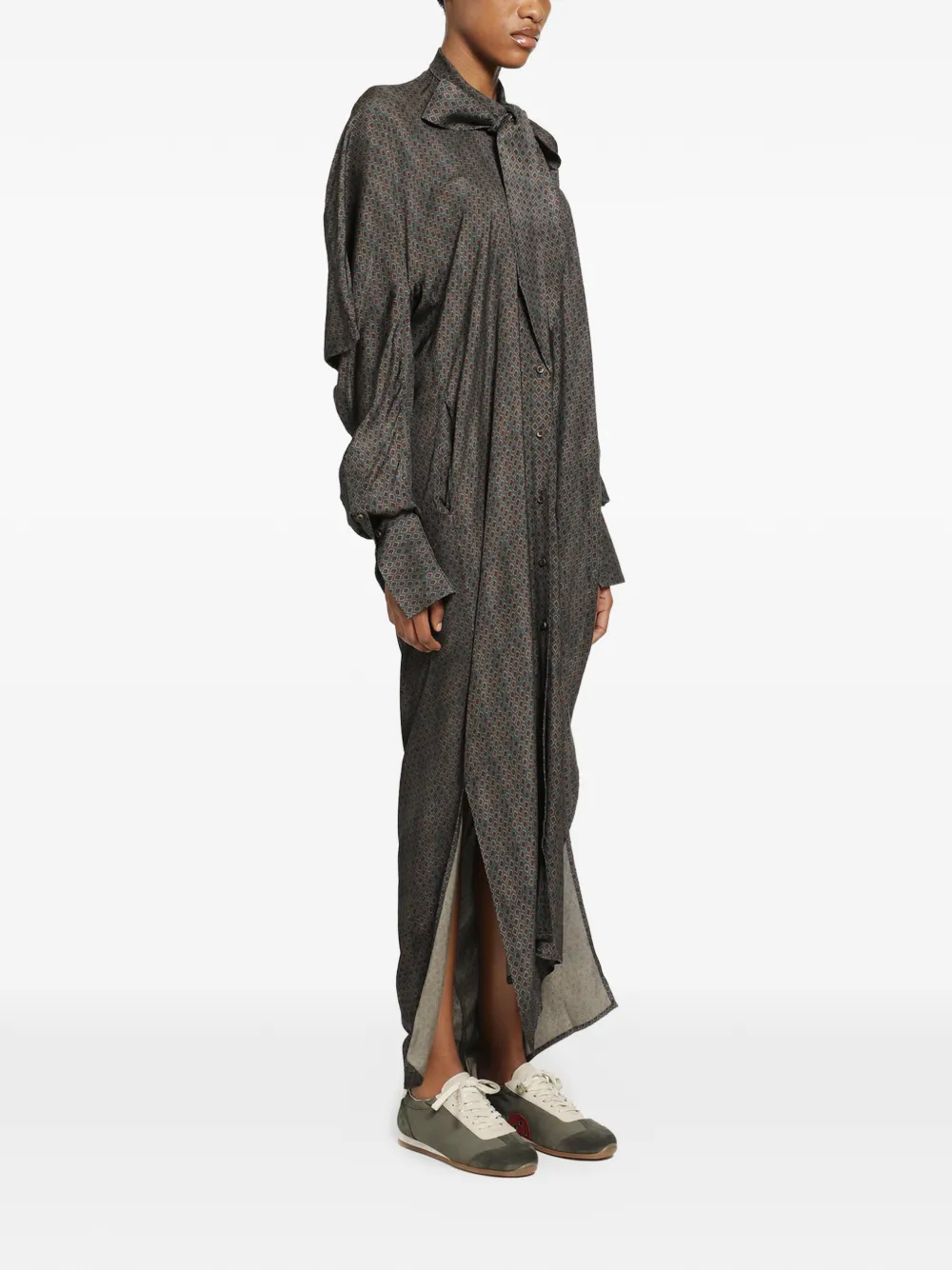 Uma Wang Corey gedrapeerde jas met geometrische print Grijs