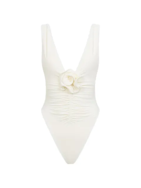 La Reveche floral-appliqué ruched swimsuit