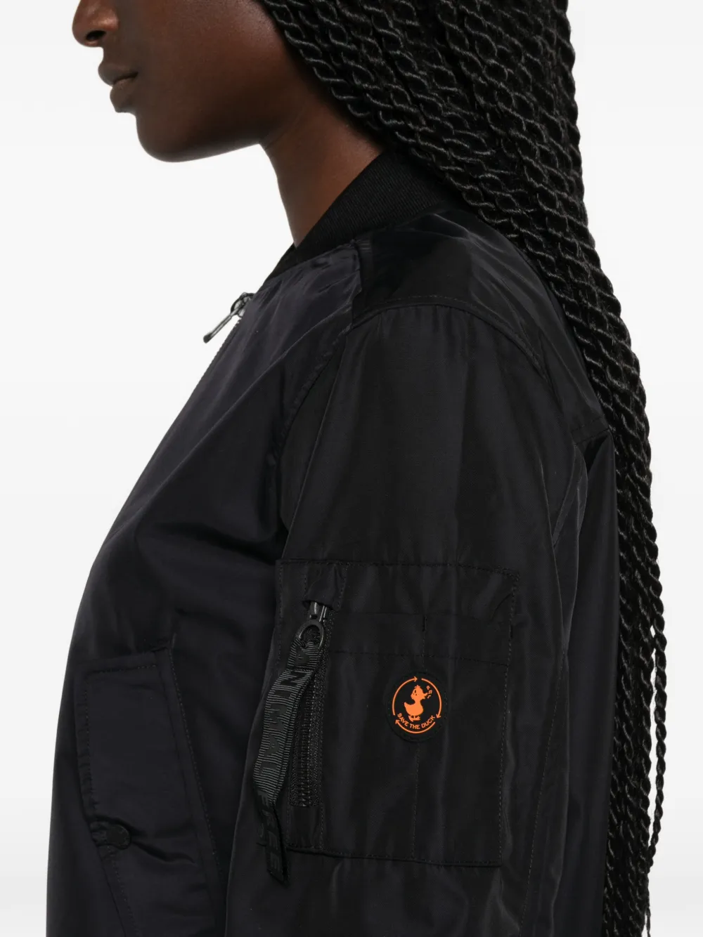 Save The Duck Bomberjack met geribbelde afwerking Zwart