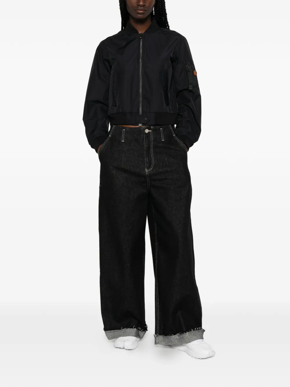 Save The Duck Bomberjack met geribbelde afwerking Zwart