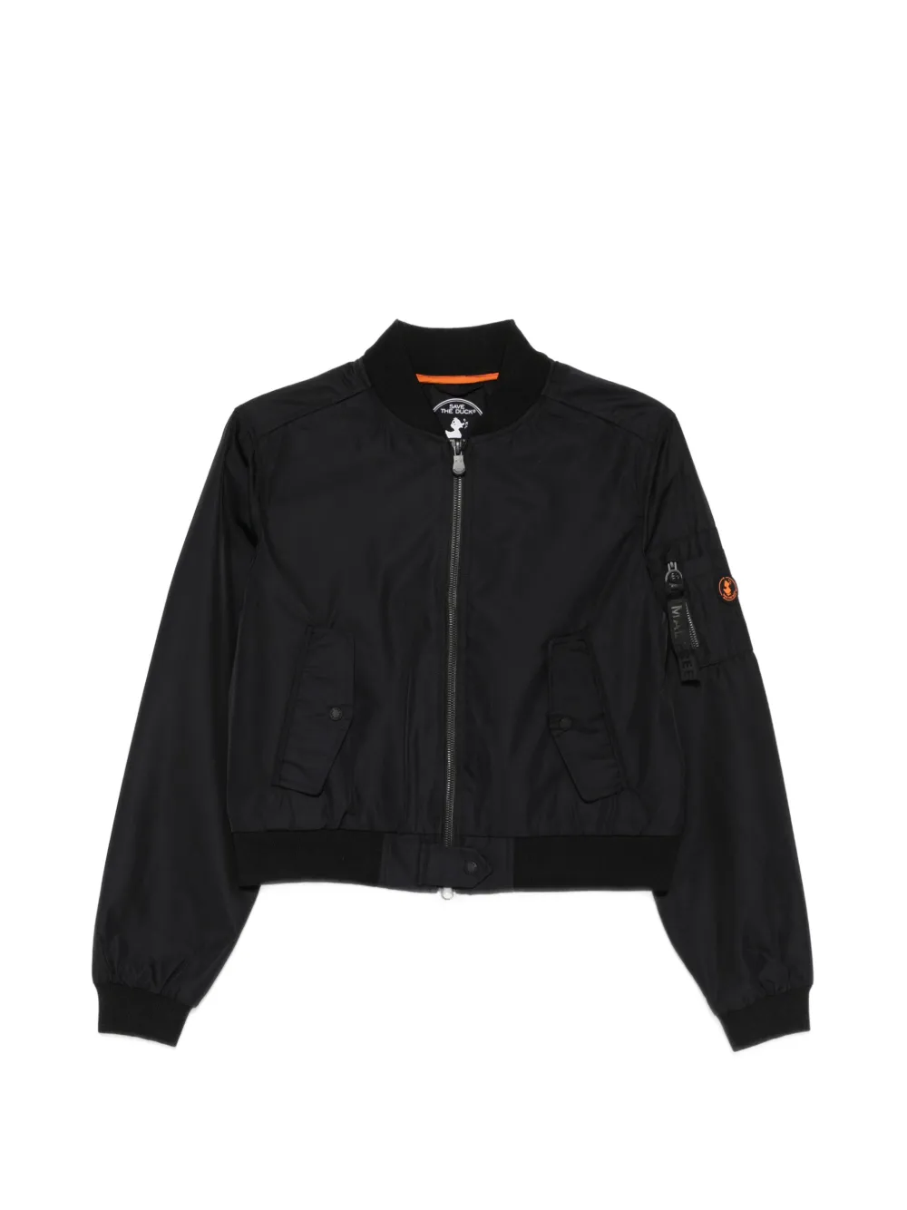Save The Duck ribbed-trim cropped bomber jacket - Nero