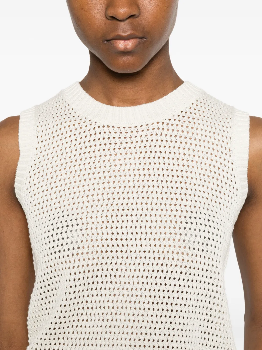 Herno Gebreide top met geperforeerd detail Beige