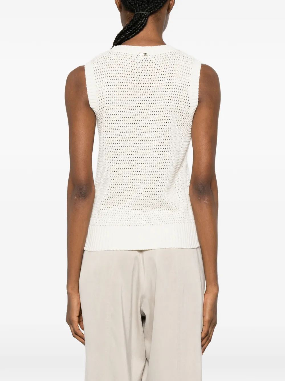 Herno Gebreide top met geperforeerd detail Beige