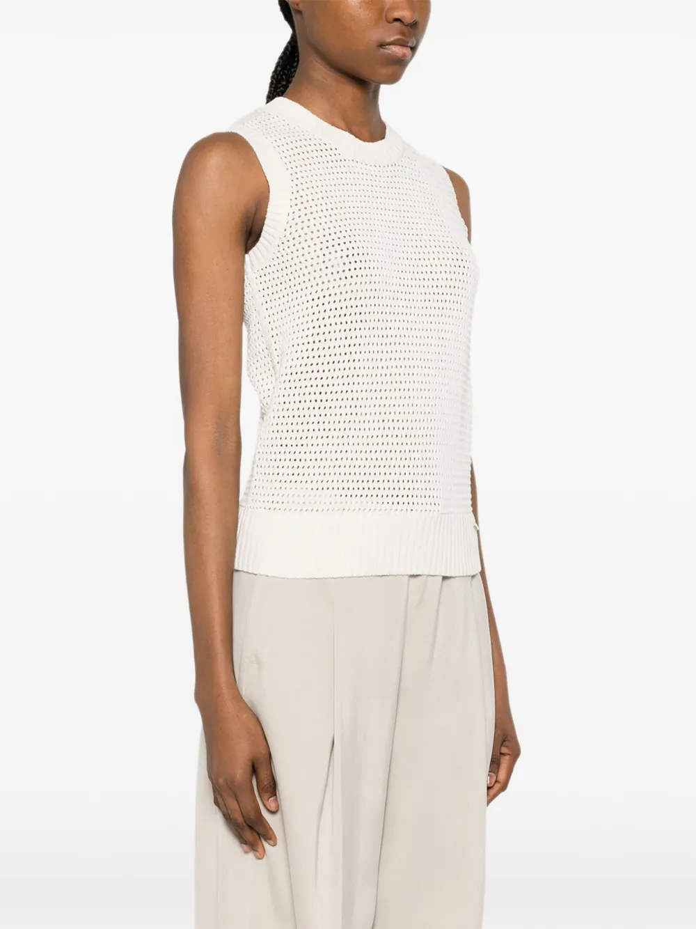 Herno Gebreide top met geperforeerd detail Beige