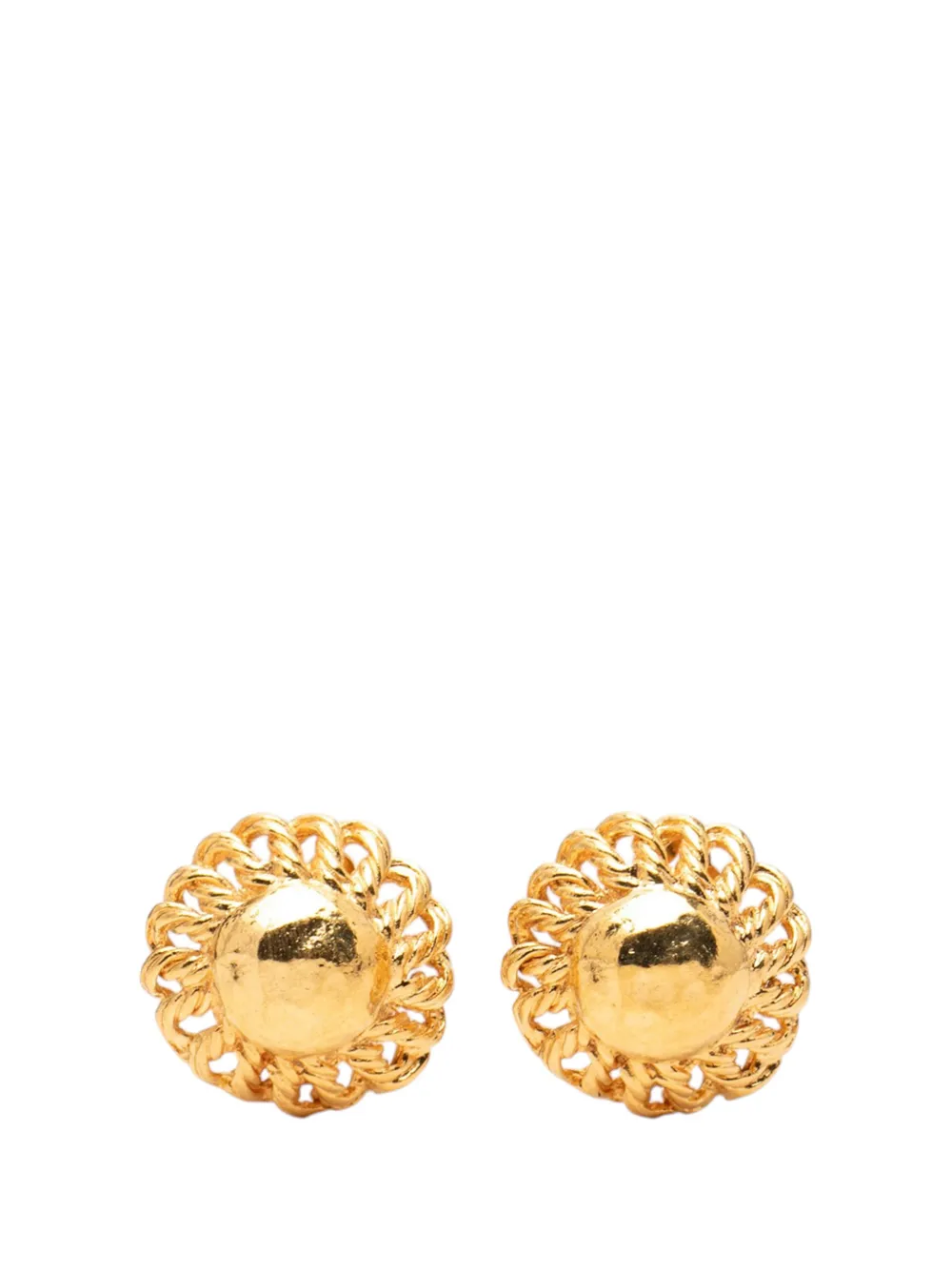 CHANEL Pre-Owned 1980-1990 Gold Plated Round Clip On Earrings costume earrings - Oro