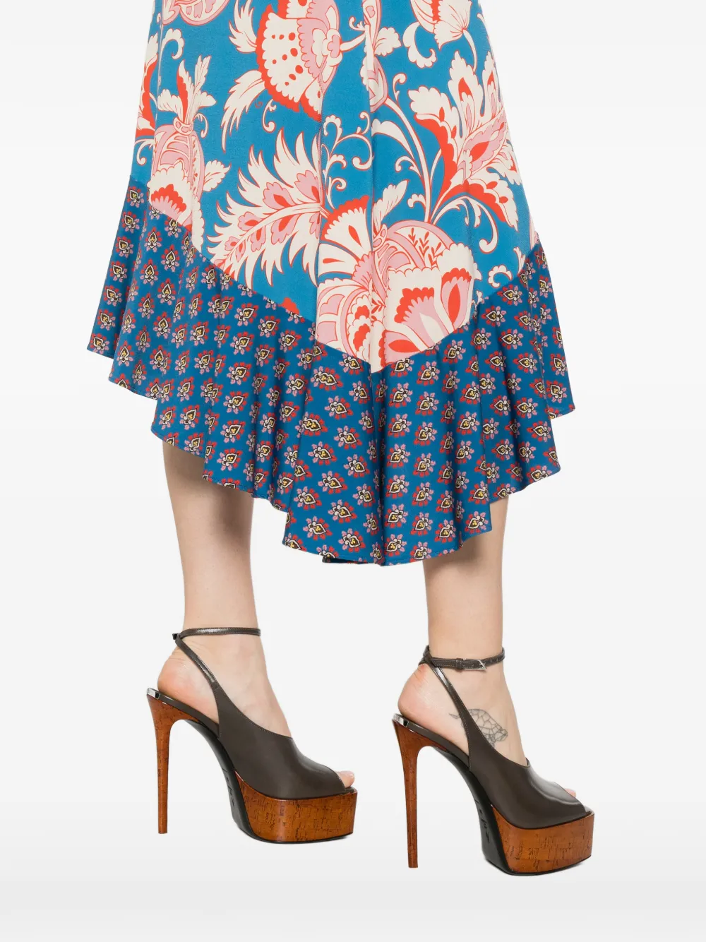 ETRO Midi-jurk met bloemenprint Blauw