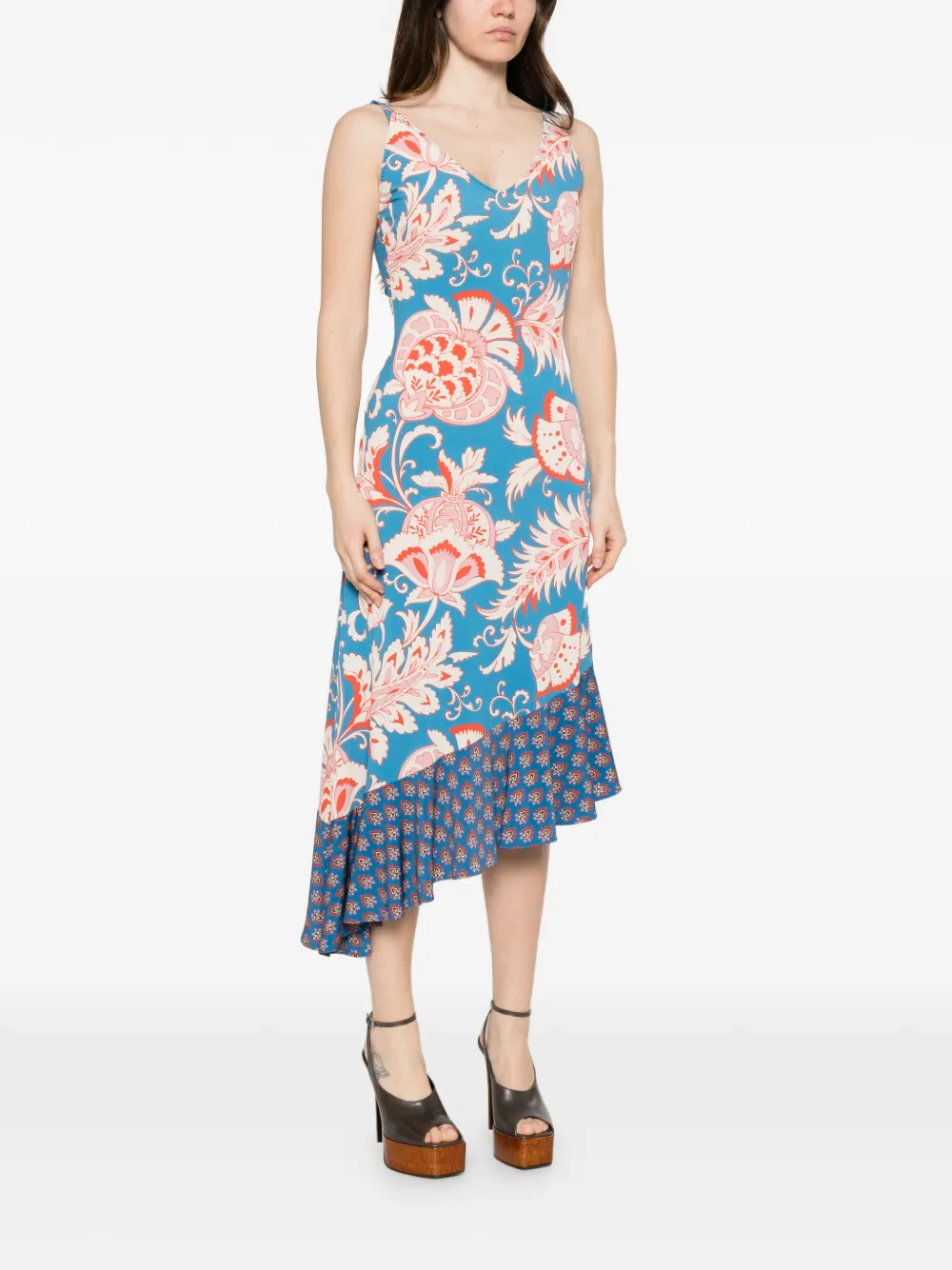 ETRO Midi-jurk met bloemenprint Blauw