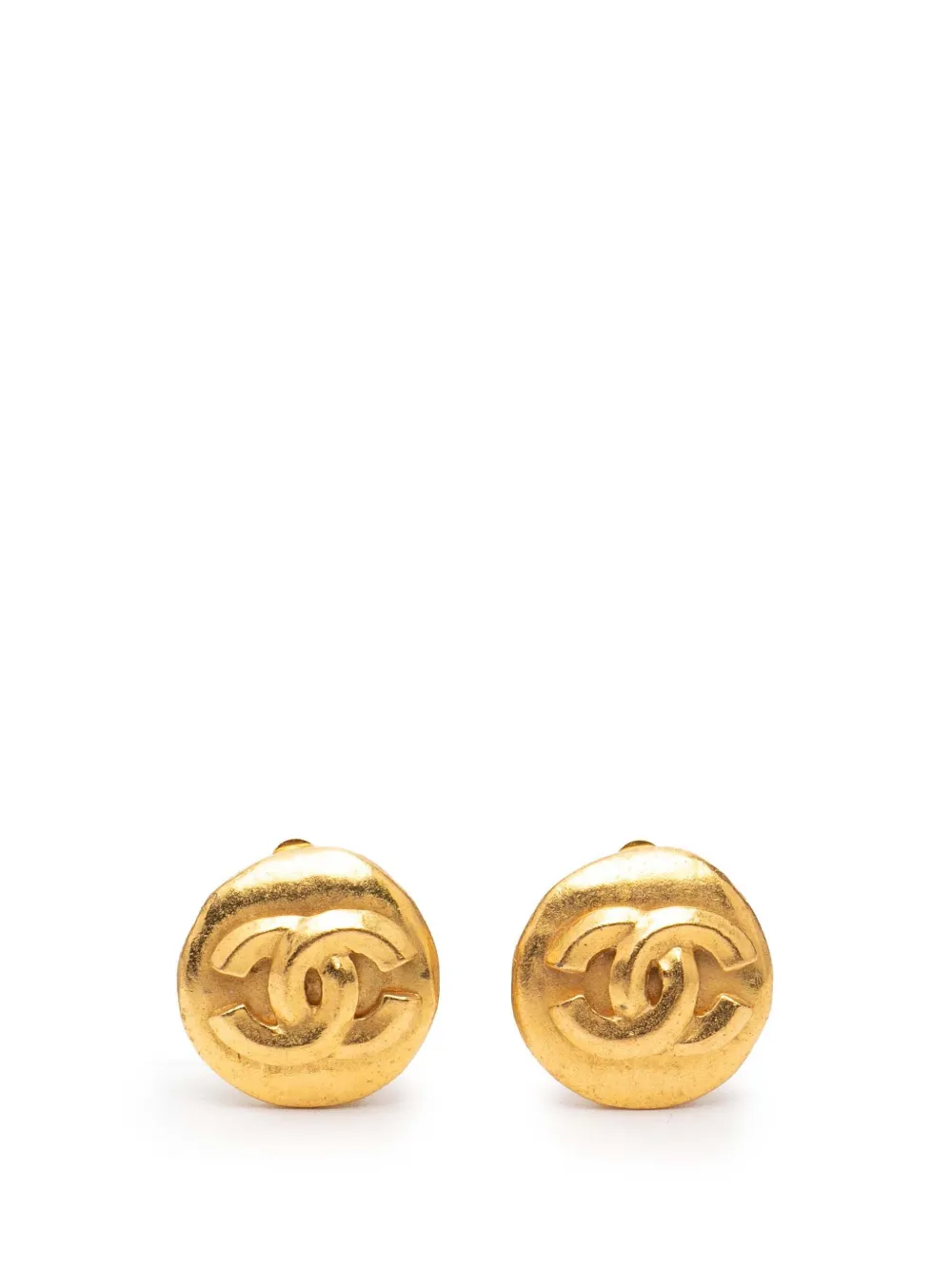 CHANEL Pre-Owned 1995 CC Gold Plated Round Clip On Earrings costume earrings - Oro