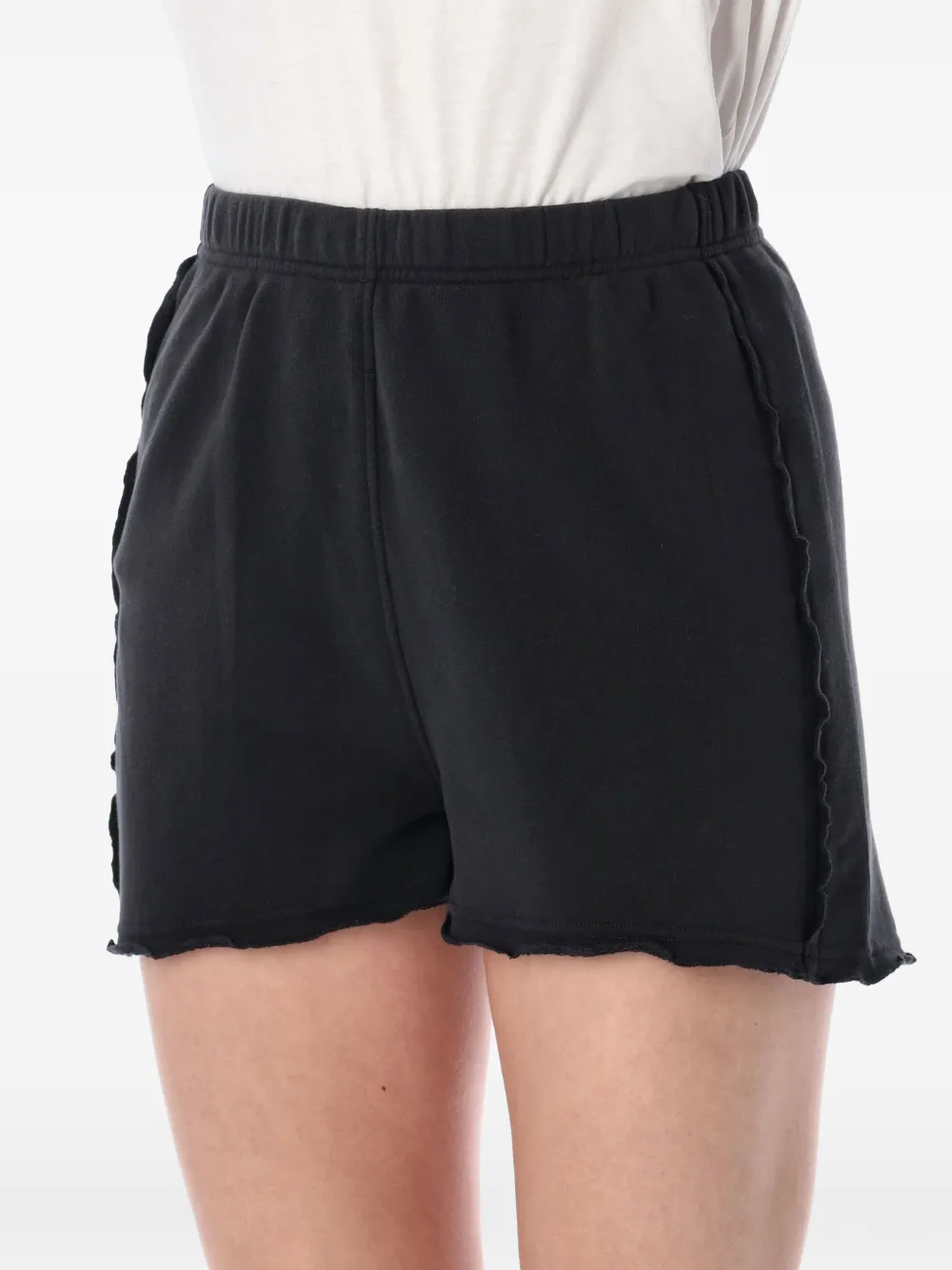 American Vintage Gerafelde elastische shorts Zwart