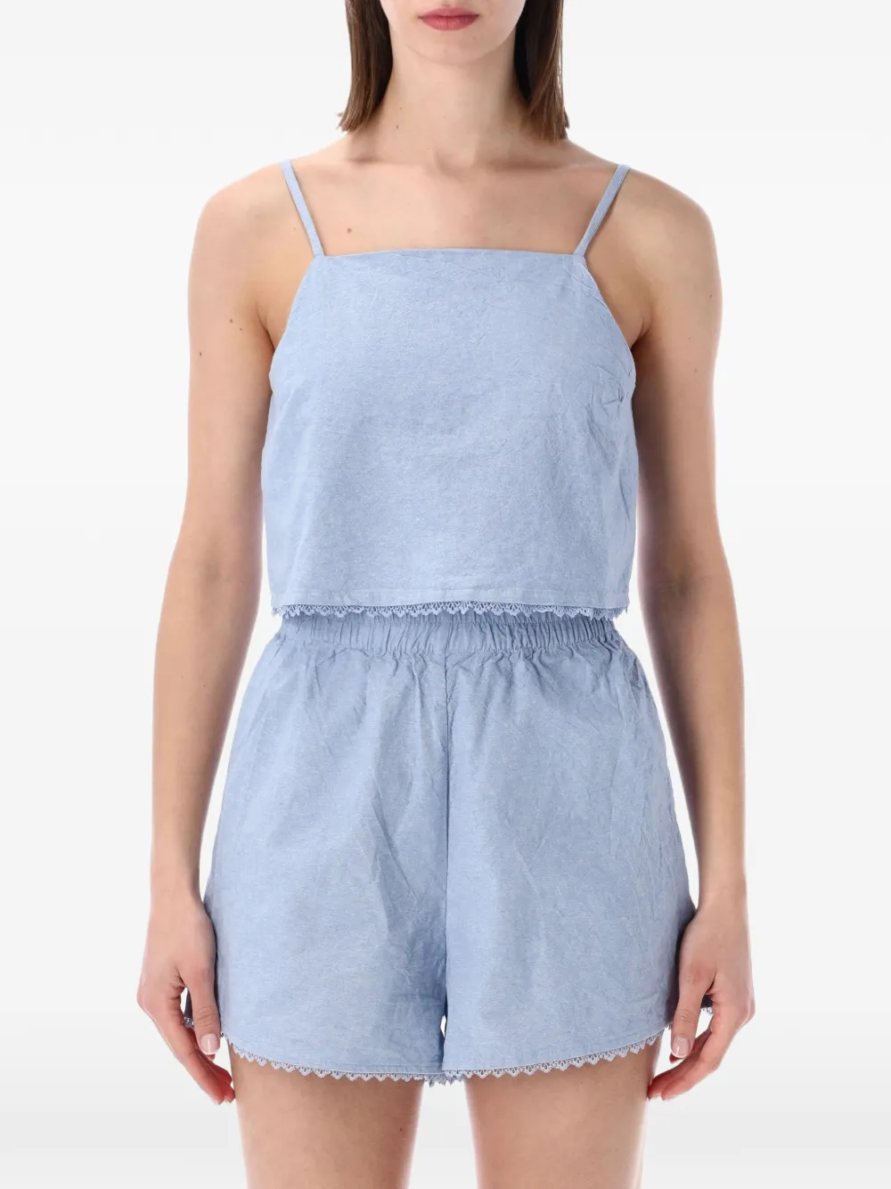 American Vintage lace-trim Feoly top - Blu