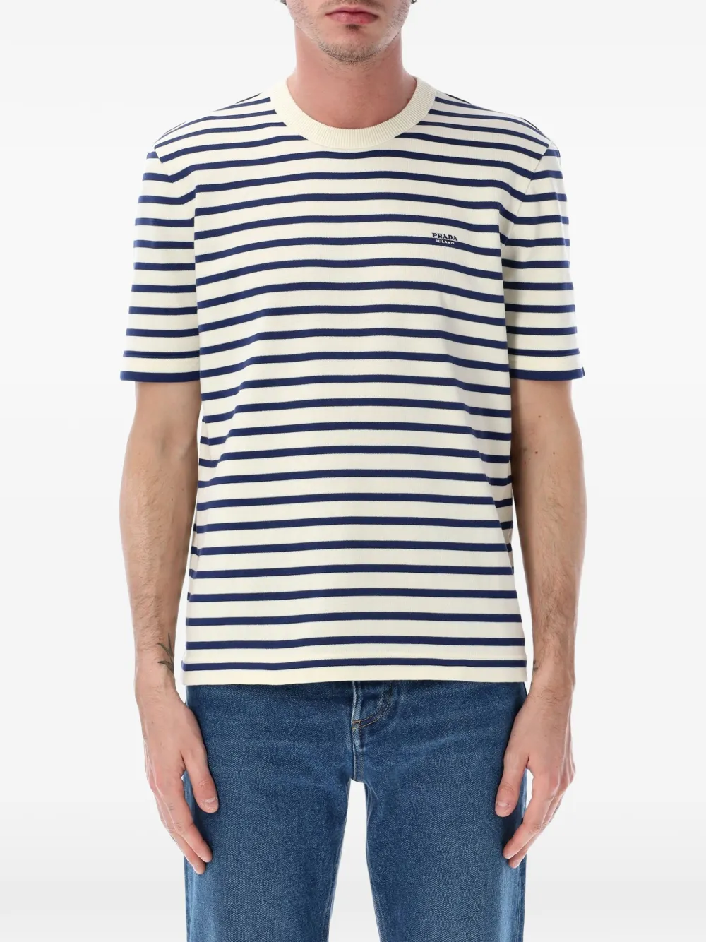 Prada striped knit T-shirt - Weiß