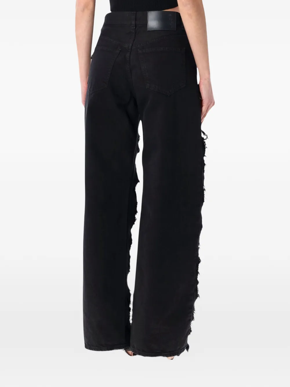 Haikure Bonnie jeans met satijnen vlak en franje Zwart