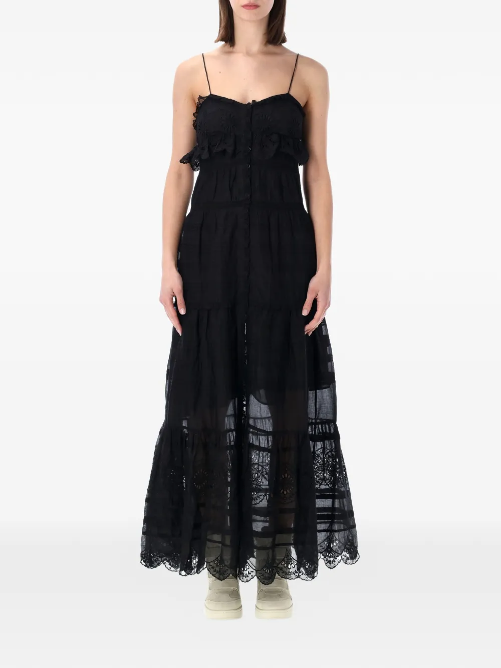 MARANT ÉTOILE Paule broderie anglaise ruffled dress - Nero