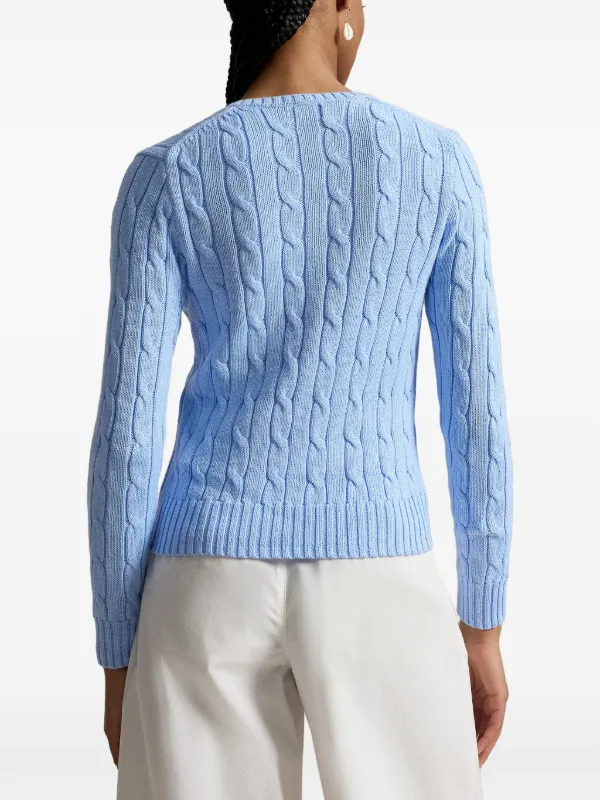 Polo Ralph Lauren Suéter De Tricô Pesado Com Gola V | Azul