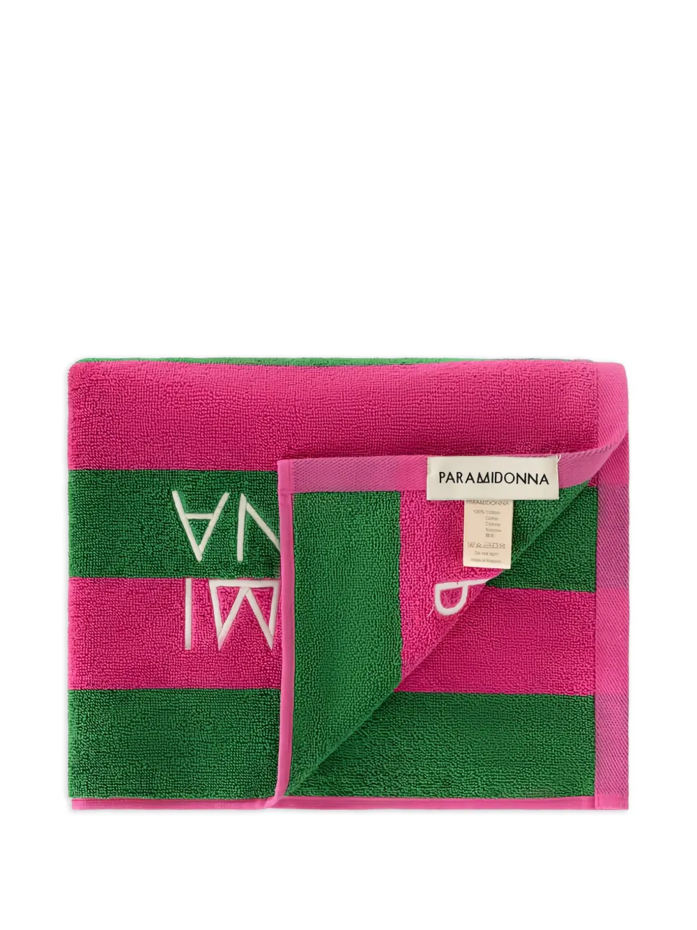 PARAMIDONNA Kids Medium gestreepte strandlaken met logo Roze