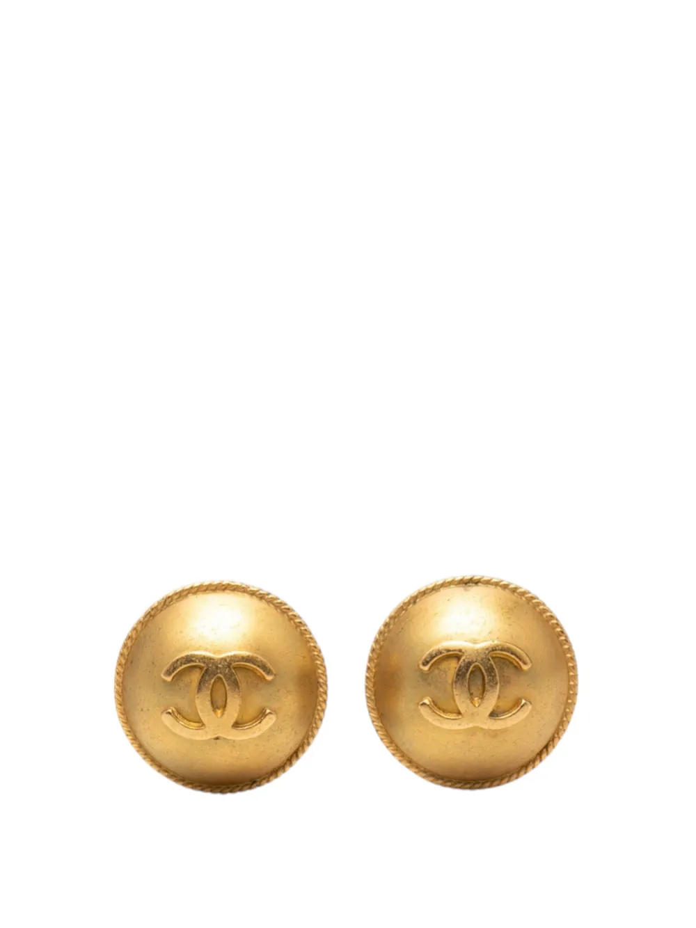 CHANEL Pre-Owned 1994 Gold Plated CC Button Clip on Earrings costume earrings - Oro