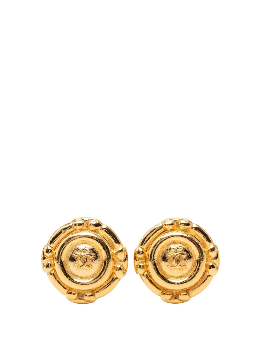 CHANEL Pre-Owned 20th Century Gold Plated CC Round Clip On Earrings costume earrings - Oro