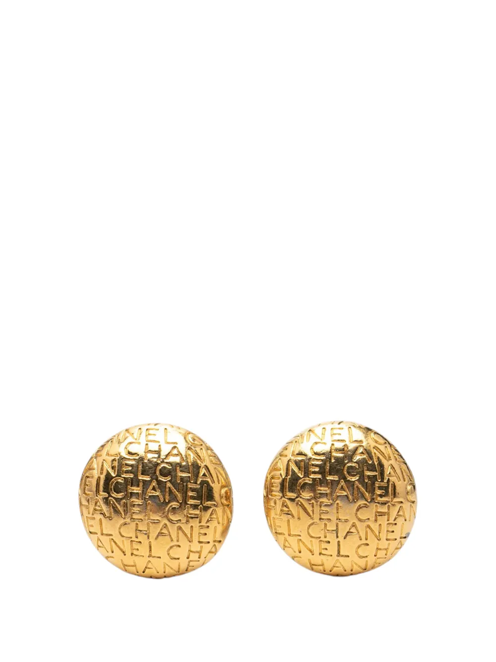 CHANEL Pre-Owned 1970-1980 Gold Plated Logo Lettering Clip On Earrings costume earrings
