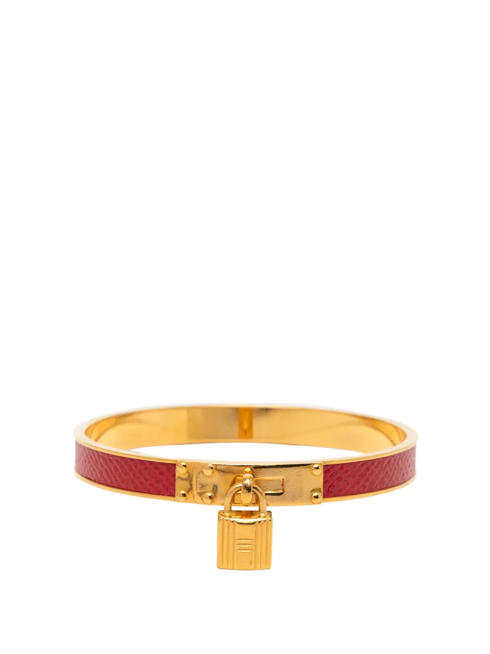Hermès Pre-Owned 2000-2025 Gold Plated Epsom Kelly Cadena Lock Bangle Bracelet costume bracelet - Oro