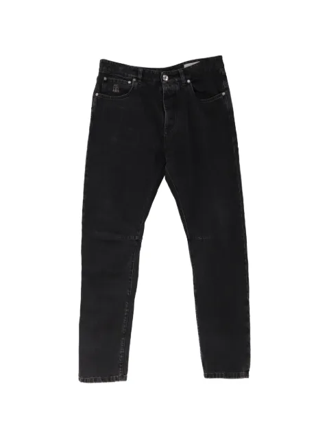 Brunello Cucinelli Vintage embroidered logo cotton jeans