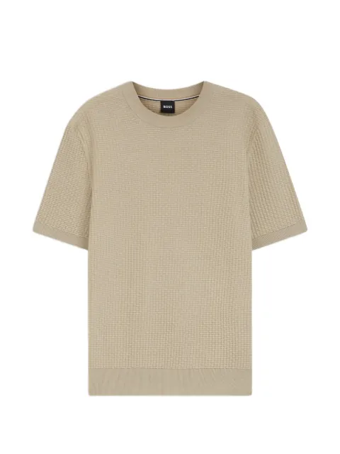 BOSS knitted-structure sweater in cotton
