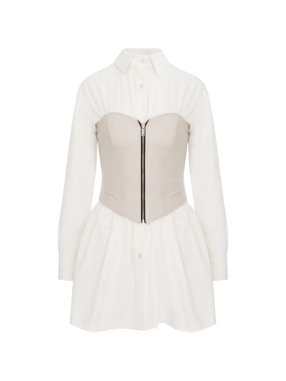 HAMZA Maris zip-up leather corset dress - Bianco