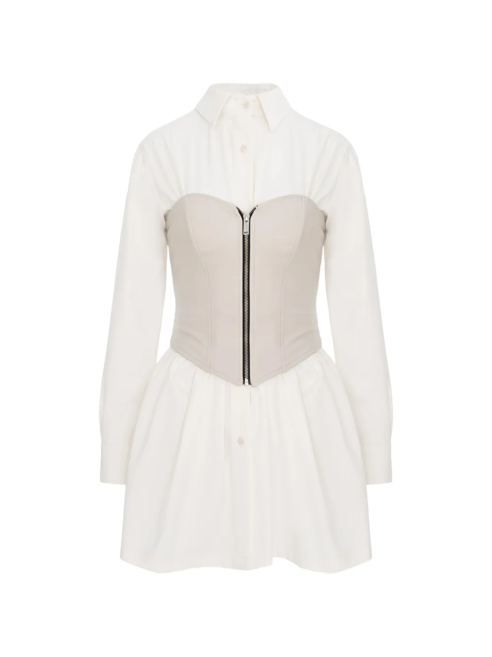 HAMZA Maris zip-up leather corset dress - Bianco