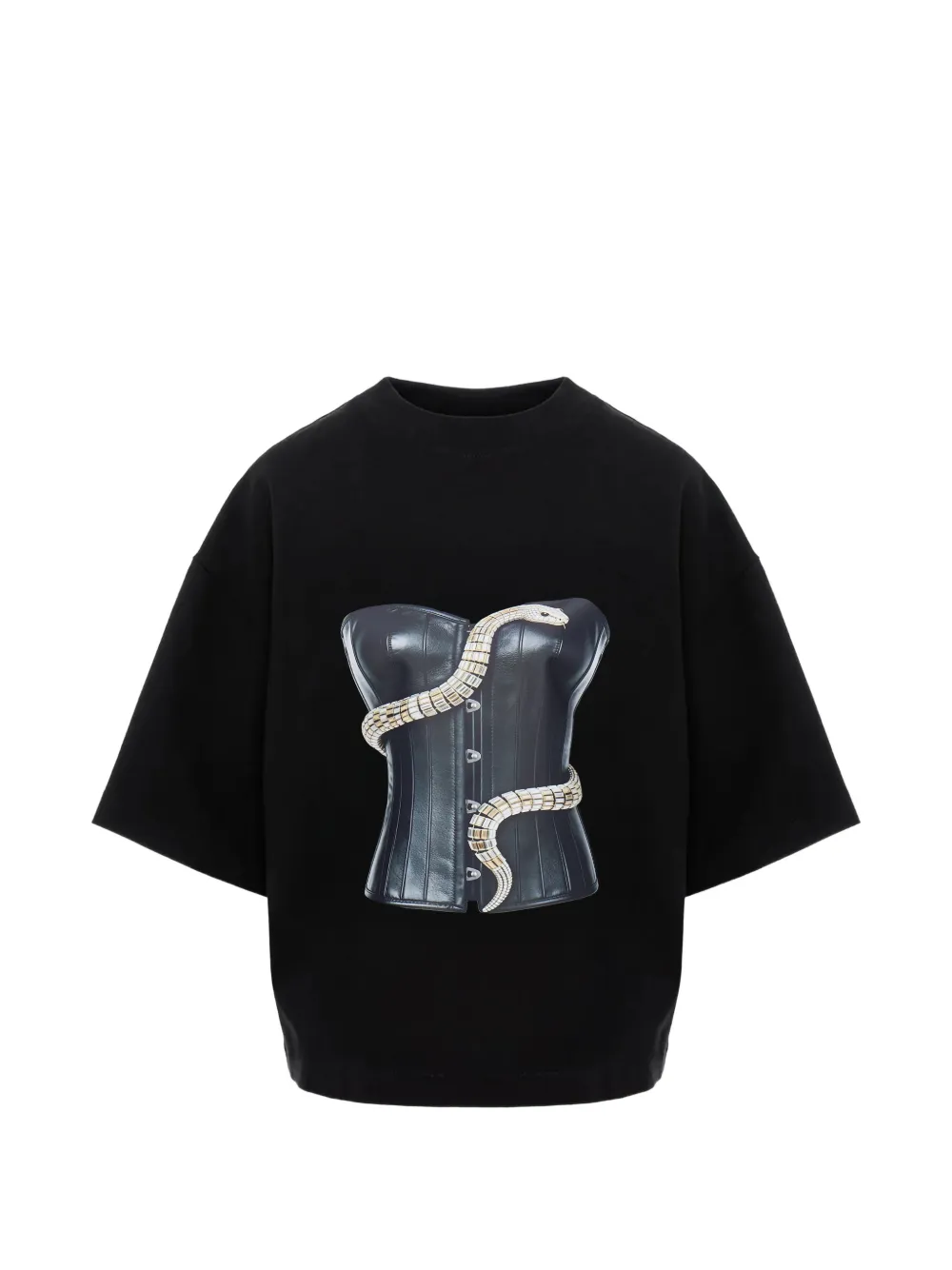HAMZA snake corset T-shirt - Schwarz